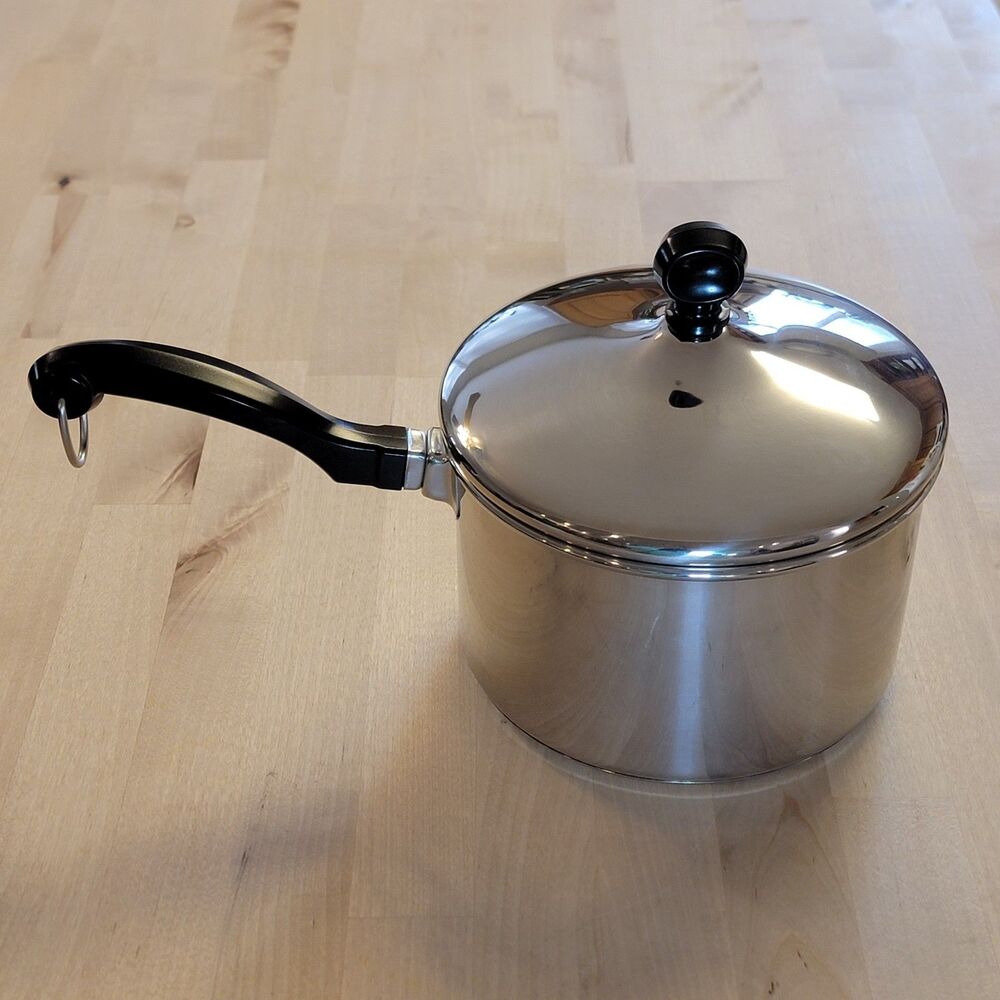 Farberware 18/10 Stainless Steel 2 Qt Saucepan w/Lid Made in USA Aluminum Clad